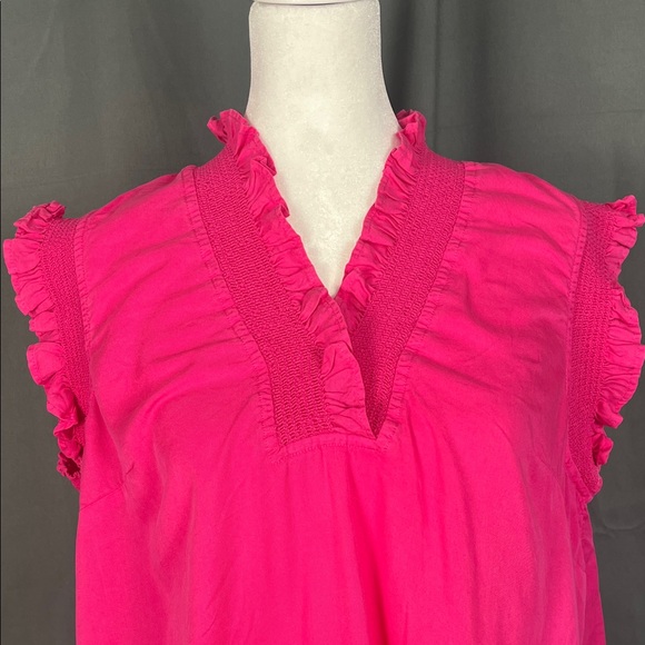 Crown & Ivy Vibrant Pink Ruffled Blouse - Picture 2 of 3